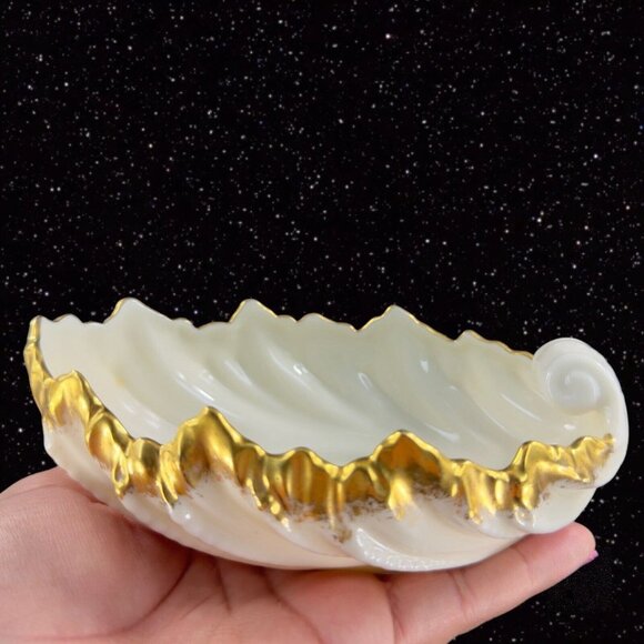 Vintage Lenox Porcelain Shell Trinket Dish Bowl Gold Edges Old Mark USA 91 86 - Picture 13 of 16